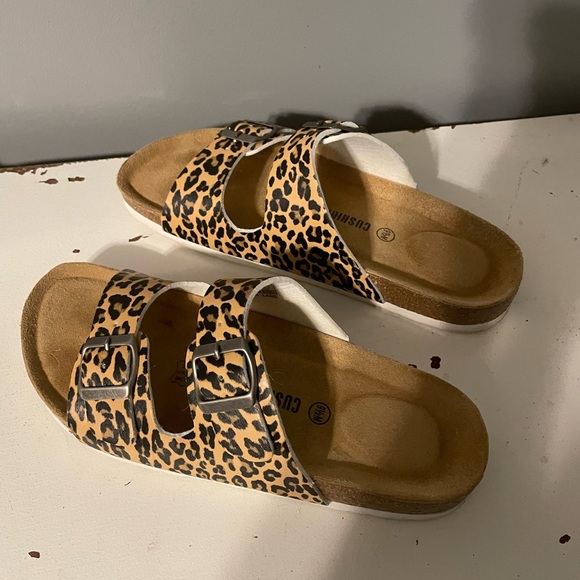 Brown and Black Animal Print Sandals with Comfortable Footbed - Picture 3 of 4